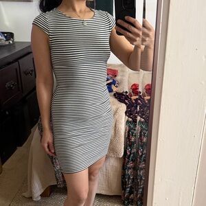 Teeze Me Black and White Striped Mini Dress
